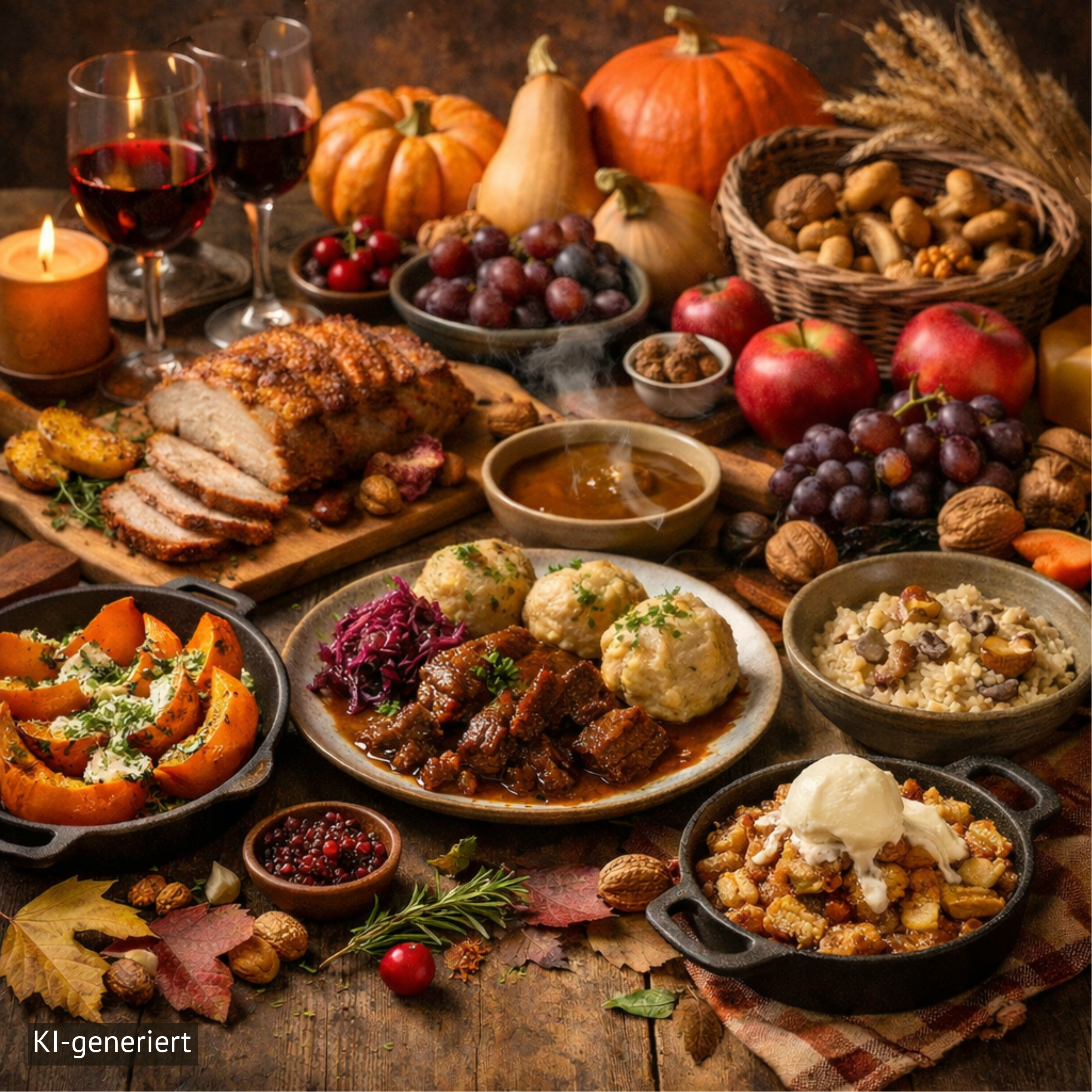 Erntedankfest, der Herbst deckt den Tisch